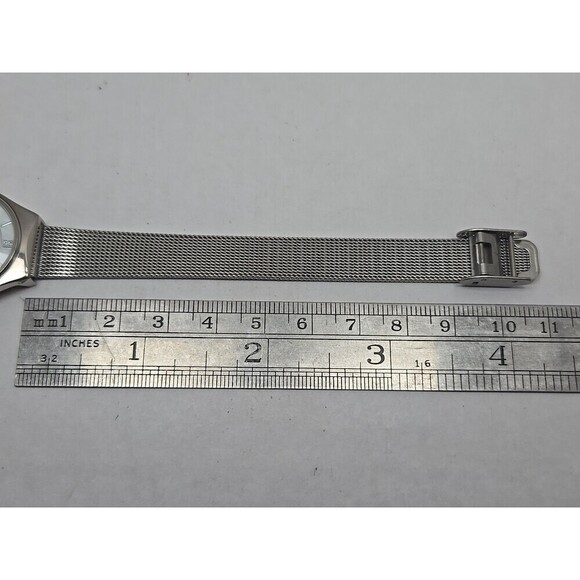 George Womens Petite Mesh Band Dress Watch Silver Tone White Dial New Batt Works - Picture 7 of 9